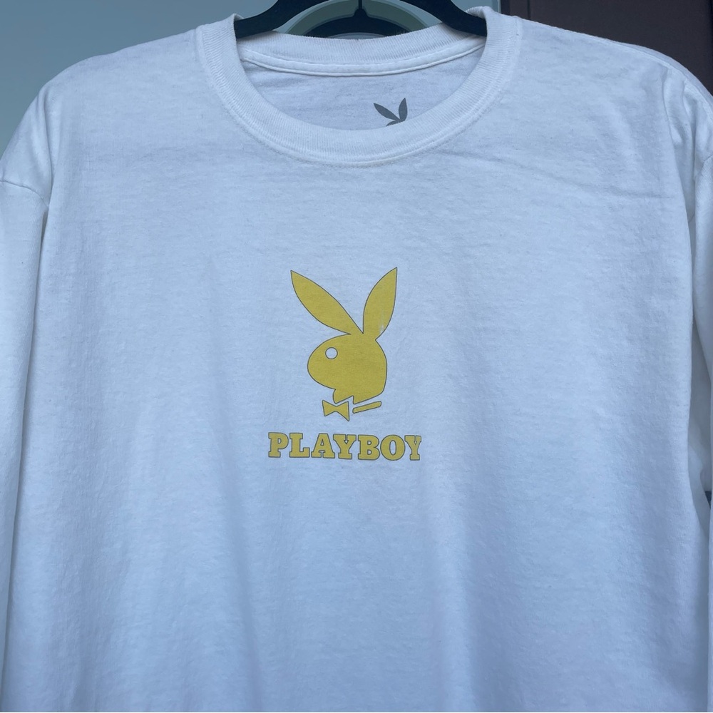 Playboy White Long Sleeve Crew Graphic Tee L
